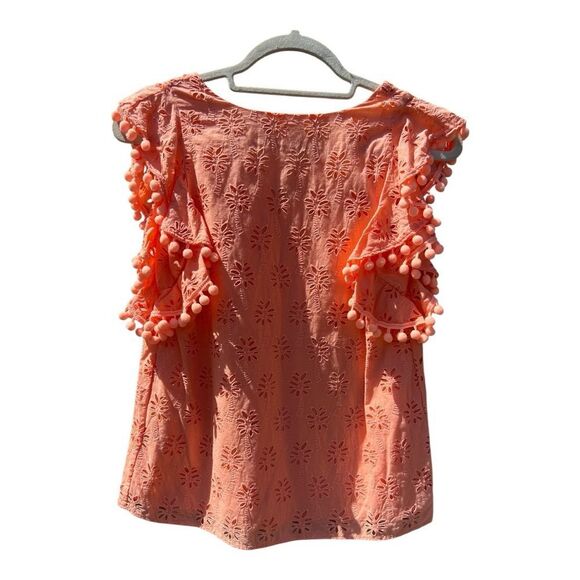 Lilly Pulitzer Astara Pom-pom Top Peach Flamingo size XXS coastal boho resort - Picture 3 of 5
